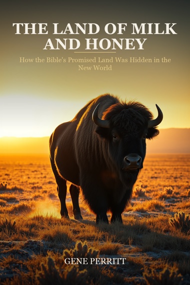 Cover of The Land of Milk and Honey by Gene Perritt: a lone bison on a golden plain at dusk
